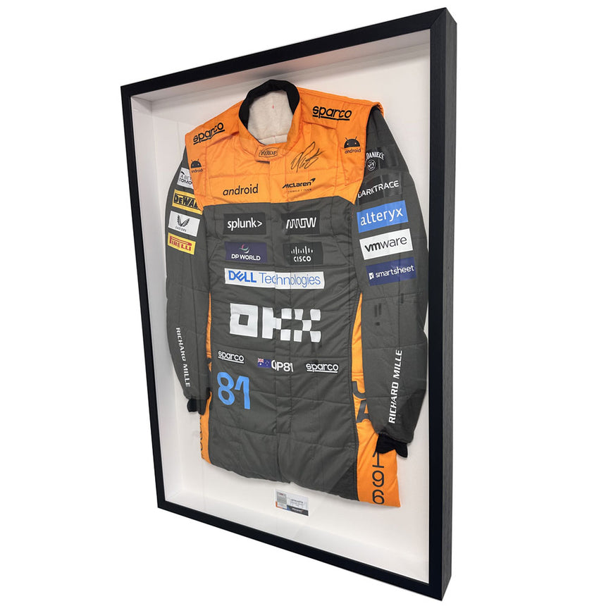 Oscar Piastri Signed Official McLaren 2023 Replica Race Suit In Display Frame