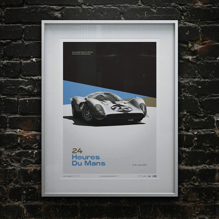 Ferrari 412P White 24 hours of Le Mans 1967 Print Poster