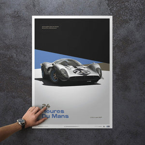 Ferrari 412P White 24 hours of Le Mans 1967 Print Poster