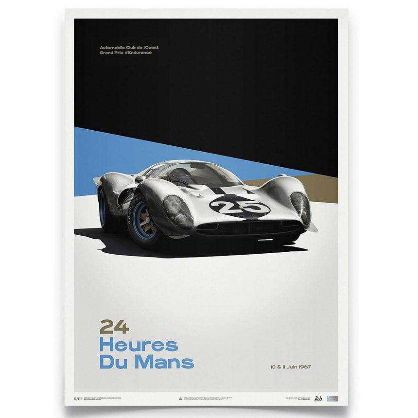 Ferrari 412P White 24 hours of Le Mans 1967 Print Poster