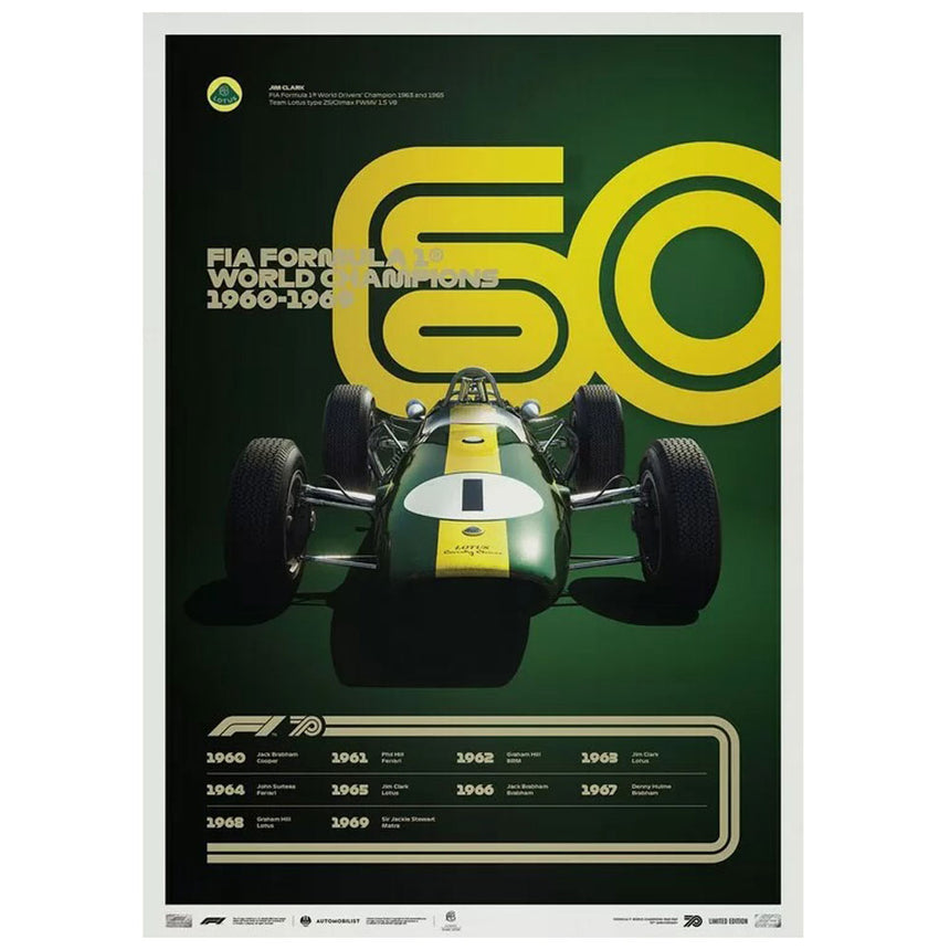 Automobilist Formula 1 Decades 60s Team Lotus Print Poster