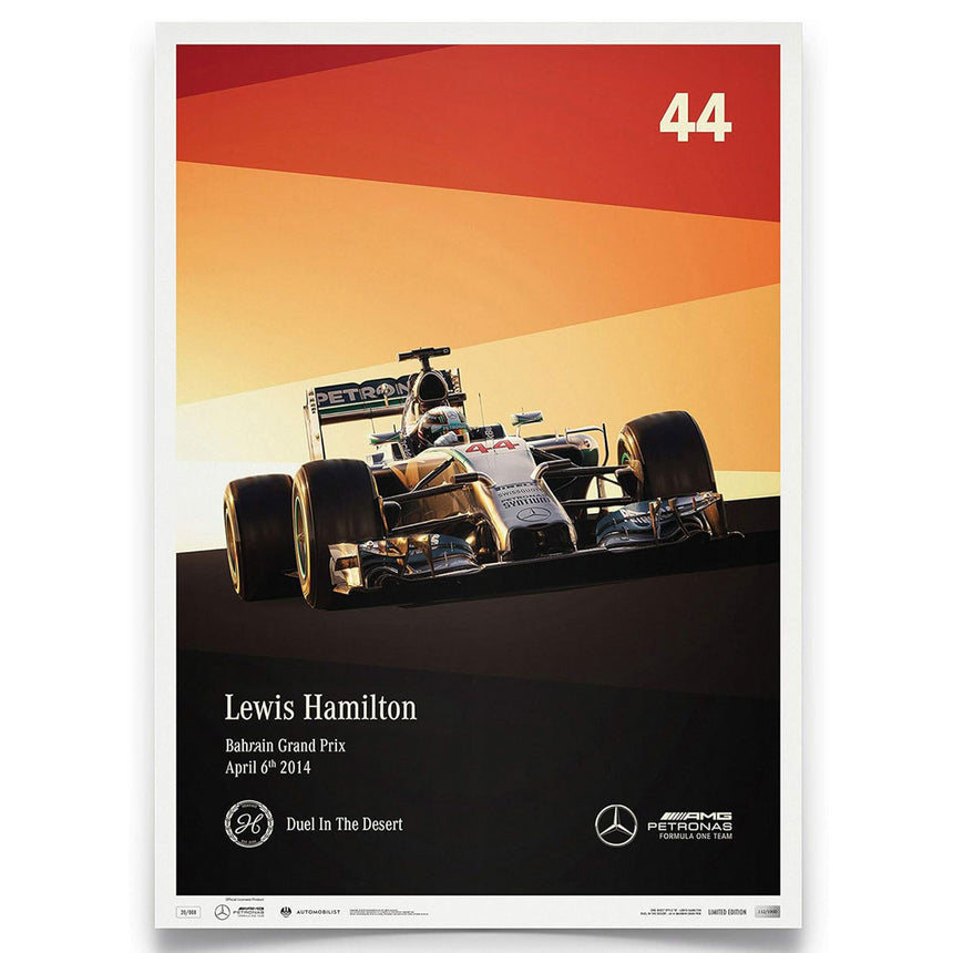 Mercedes-AMG Petronas Motosport Lewis Hamilton Grand Prix 2014 Print Poster