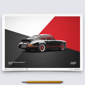 Porsche 911 RS 1973 Black Print Poster