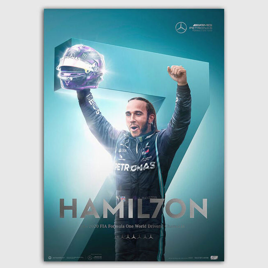 Mercedes-AMG Petronas F1 Team HAMIL7ON World Drivers Champion 7th Title Print Poster