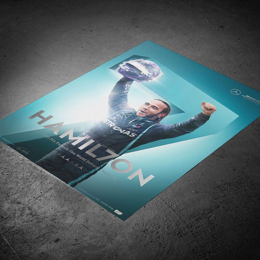 Mercedes-AMG Petronas F1 Team HAMIL7ON World Drivers Champion 7th Title Print Poster