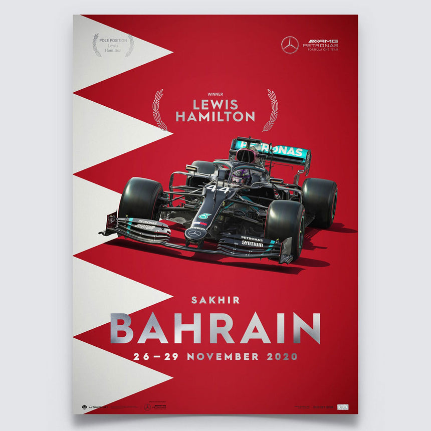 Mercedes-AMG Petronas F1 Team Bahrain 2020 Lewis Hamilton Print Poster