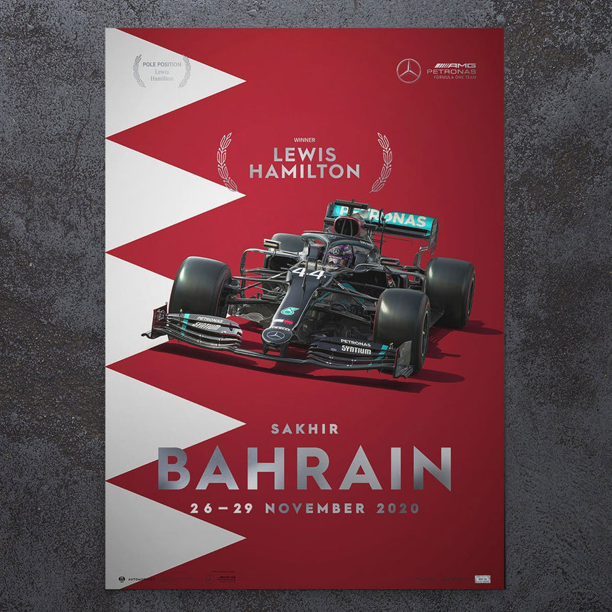 Mercedes-AMG Petronas F1 Team Bahrain 2020 Lewis Hamilton Print Poster
