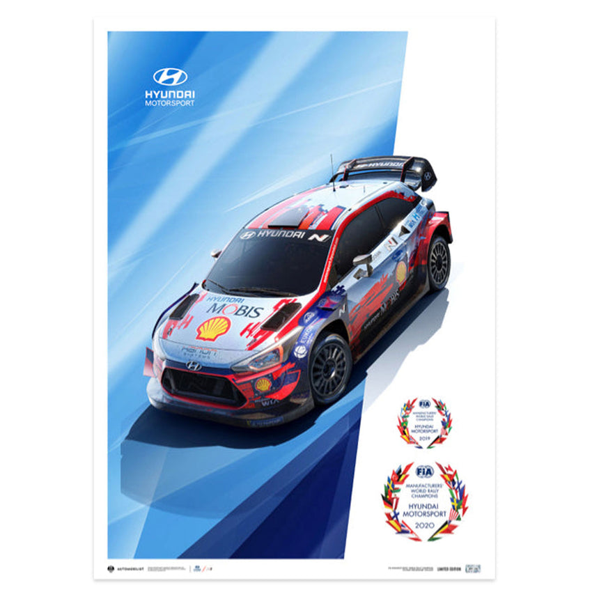 Hyundai Motorsport WRC Manufacturers’ Champions 2019 & 2020 Print Poster