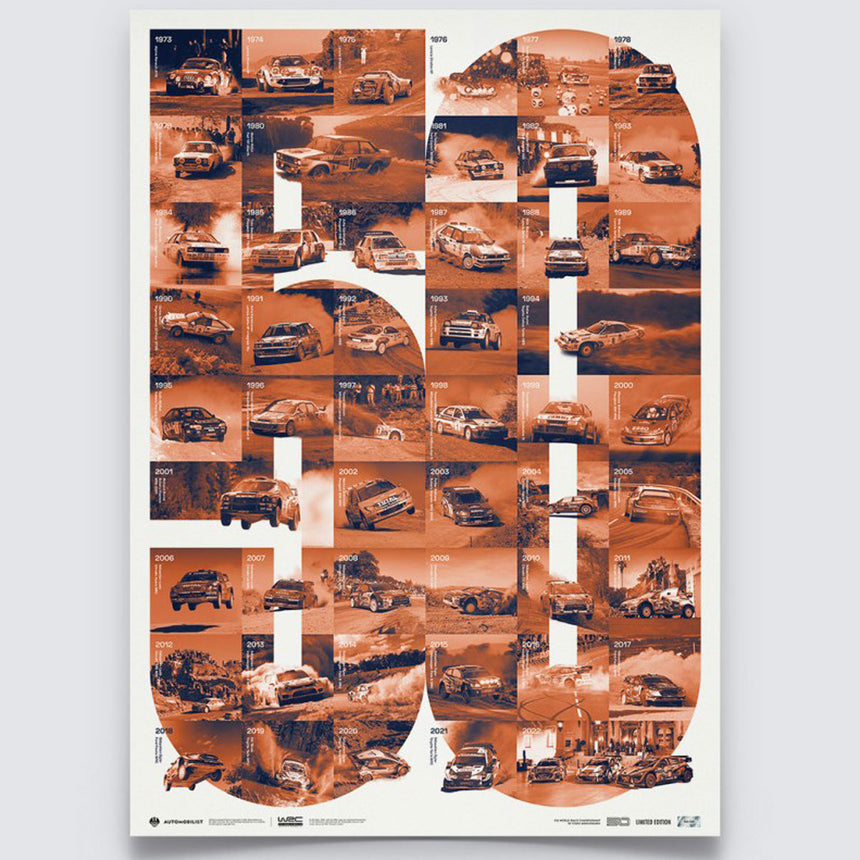 FIA World Rally Championship 50th Anniversary 2022 Limited Edition Print Poster