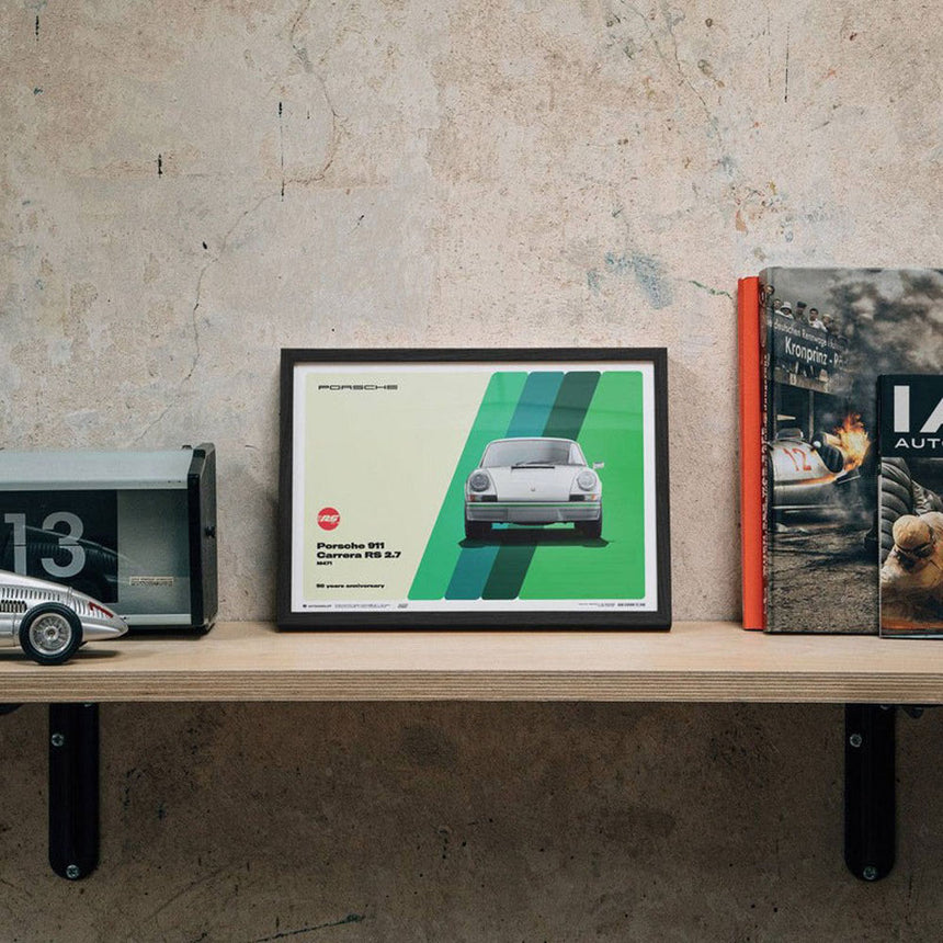 Porsche 911 Carrera RS 2.7 1973 White 50th Anniversary Porsche Print Poster