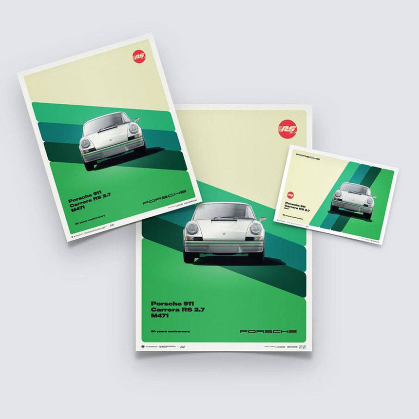 Porsche 911 Carrera RS 2.7 1973 White 50th Anniversary Porsche Print Poster