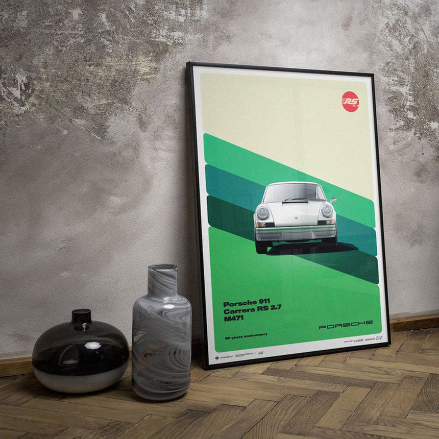 Porsche 911 Carrera RS 2.7 1973 White 50th Anniversary Porsche Print Poster