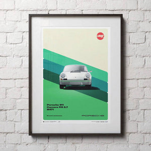 Porsche 911 Carrera RS 2.7 1973 White 50th Anniversary Porsche Print Poster