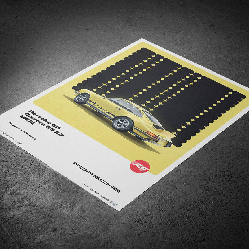 Porsche 911 Carrera RS 2.7 | 1973 Yellow 50th Anniversary | Porsche Poster