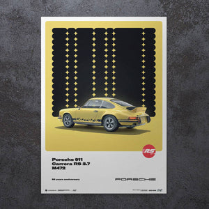 Porsche 911 Carrera RS 2.7 | 1973 Yellow 50th Anniversary | Porsche Poster