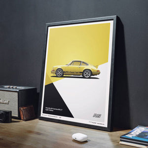 Porsche 911 RS 1973 Yellow Print Poster