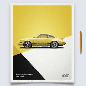 Porsche 911 RS 1973 Yellow Print Poster