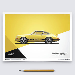 Porsche 911 RS 1973 Yellow Print Poster