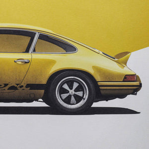 Porsche 911 RS 1973 Yellow Print Poster