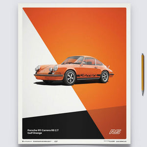 Porsche 911 RS 1973 Orange Print Poster