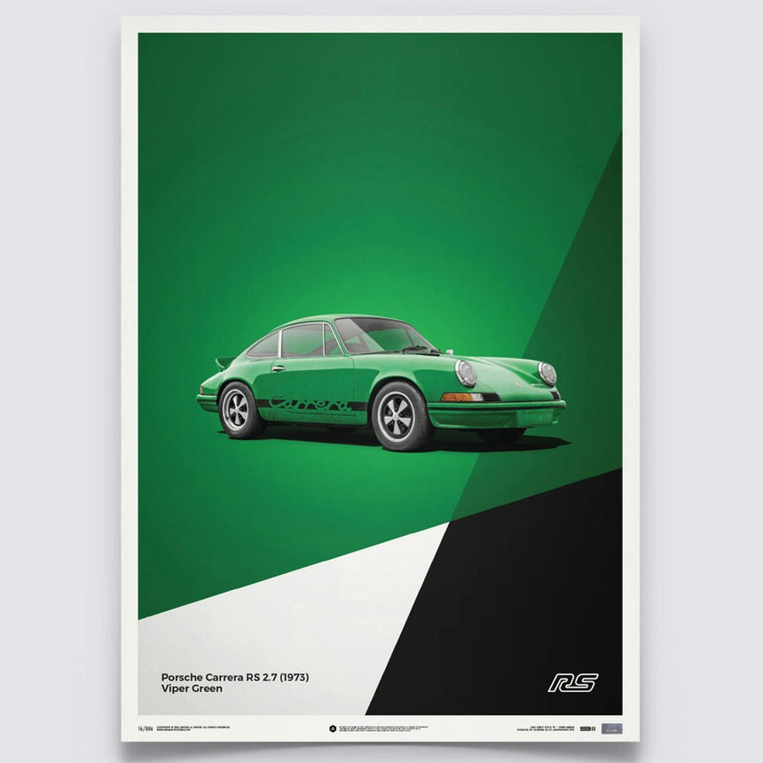 Automobilist Porsche 911 RS -1973 Green Print Poster