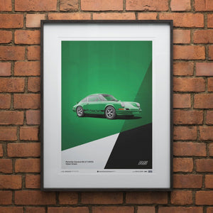 Automobilist Porsche 911 RS -1973 Green Print Poster