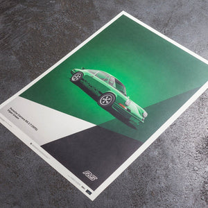 Automobilist Porsche 911 RS -1973 Green Print Poster