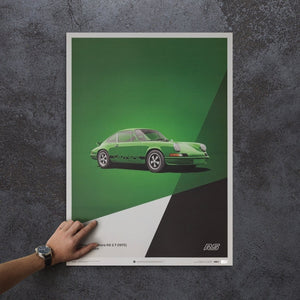 Automobilist Porsche 911 RS -1973 Green Print Poster