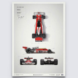 McLaren M23 James Hunt Blueprint Japanese GP 1976 Print Poster