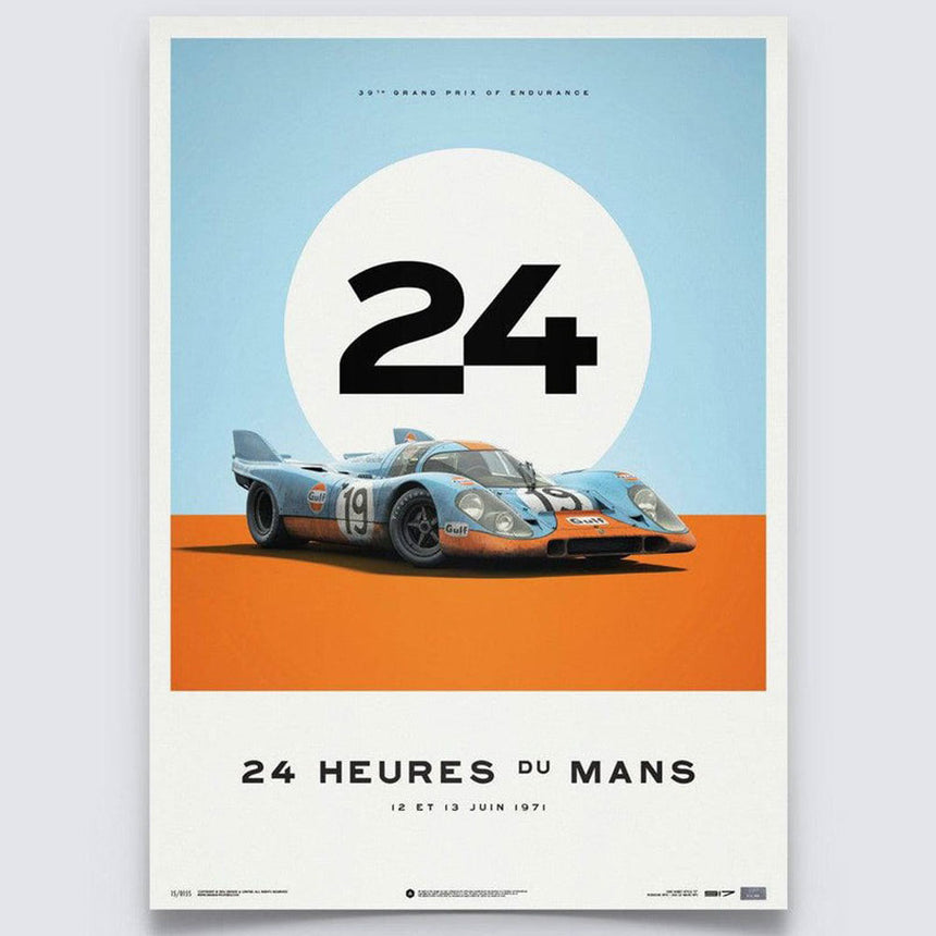 Porsche 917 Gulf 24 Hours Of Le Mans 1971 Print Poster