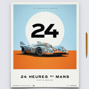 Porsche 917 Gulf 24 Hours Of Le Mans 1971 Print Poster