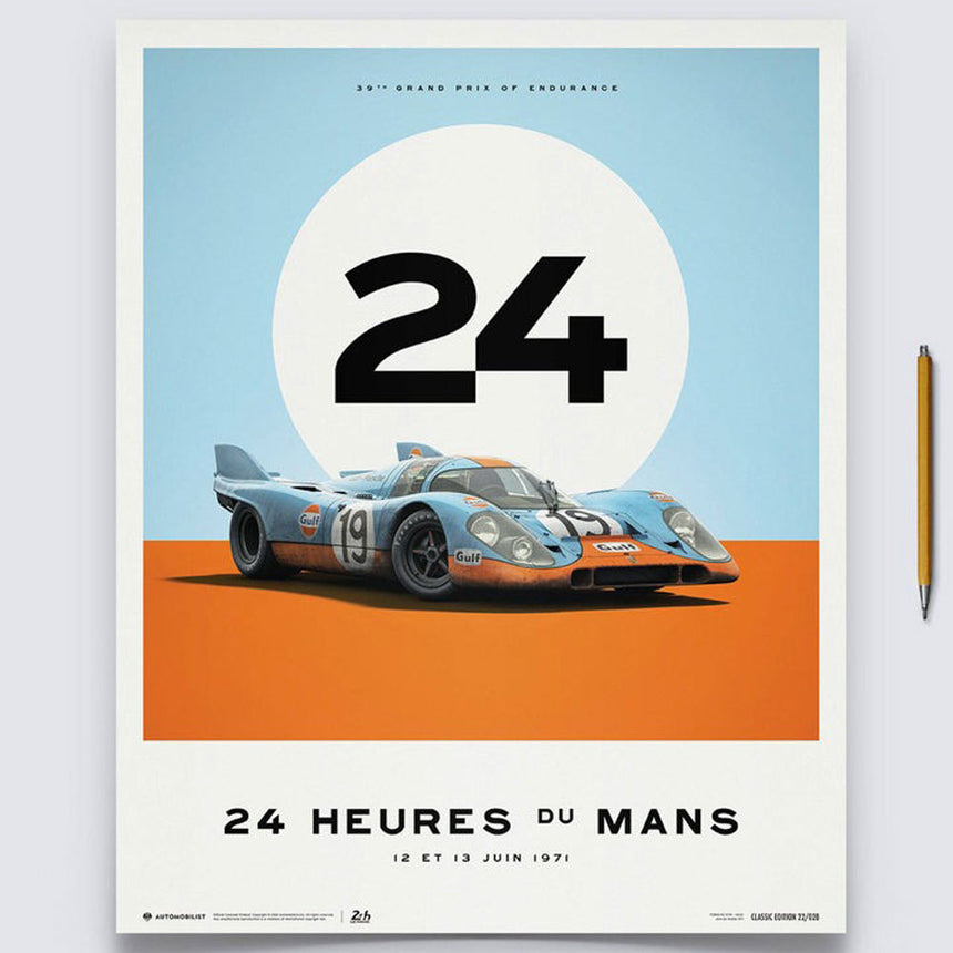 Porsche 917 Gulf 24 Hours Of Le Mans 1971 Print Poster