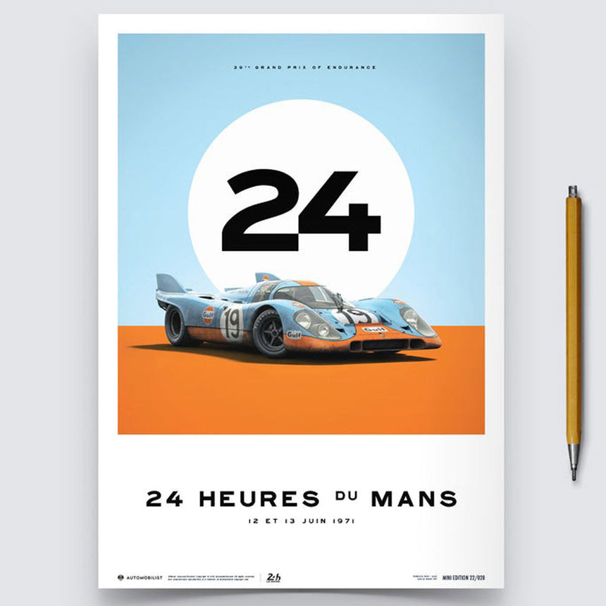 Porsche 917 Gulf 24 Hours Of Le Mans 1971 Print Poster