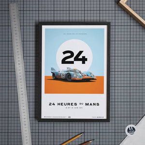 Porsche 917 Gulf 24 Hours Of Le Mans 1971 Print Poster