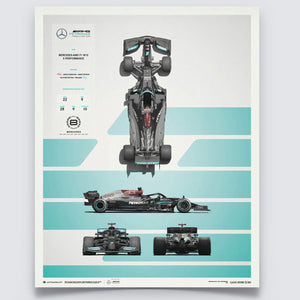 Mercedes AMG Petronas F1 Team W12 Blueprint 2021 Limited Edition Print Poster