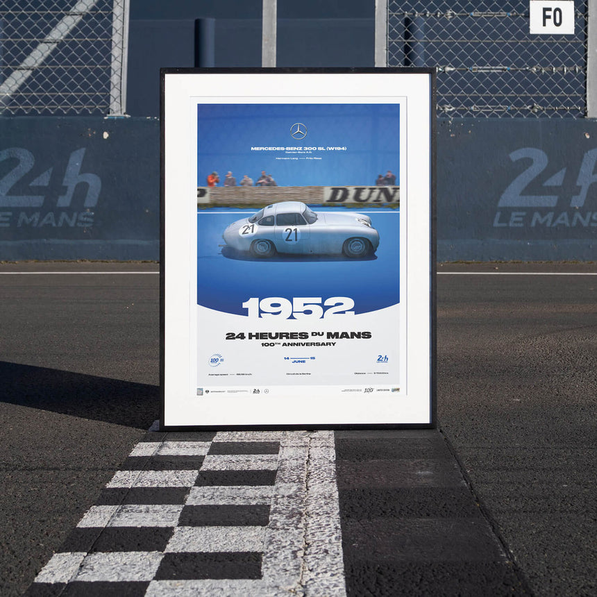 Mercedes-Benz 300 SL W194 1952 100th Anniversary 24h Le Mans Poster Hans Herrmann