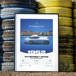 Mercedes-Benz 300 SL W194 1952 100th Anniversary 24h Le Mans Poster Hans Herrmann