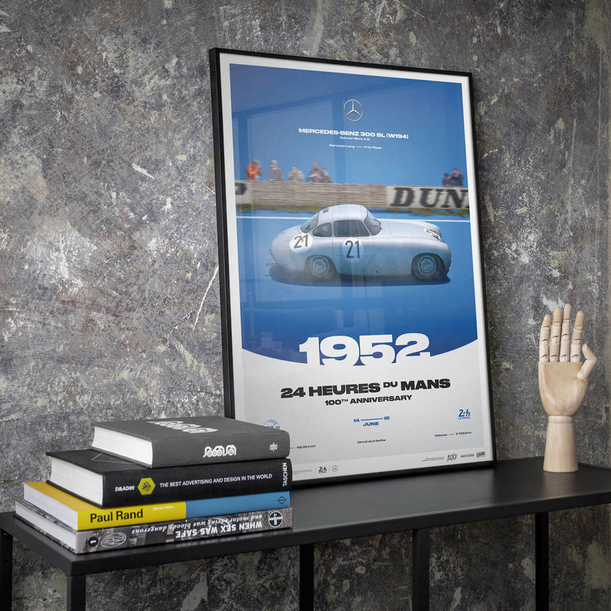 Mercedes-Benz 300 SL W194 1952 100th Anniversary 24h Le Mans Poster Hans Herrmann