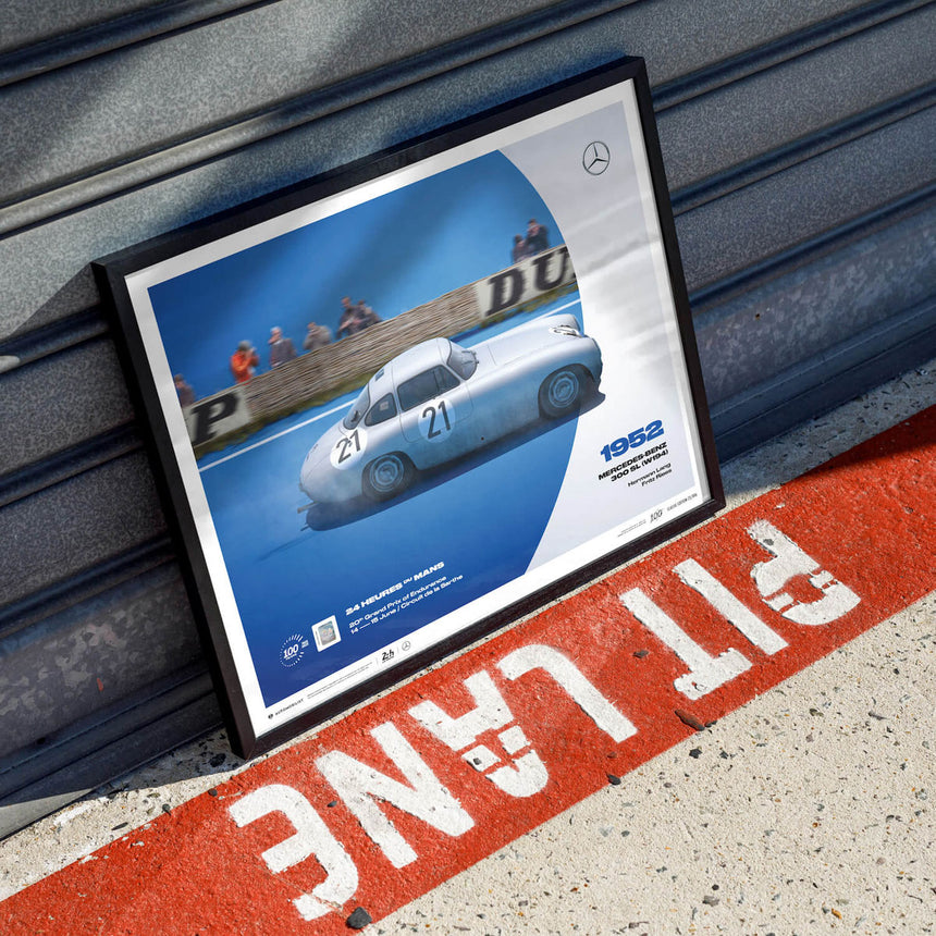 Mercedes-Benz 300 SL W194 1952 100th Anniversary 24h Le Mans Poster Hans Herrmann