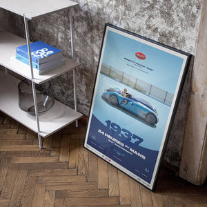 24h Le Mans 100 Years Bugatti Type 57G Tank 1937 Print Poster