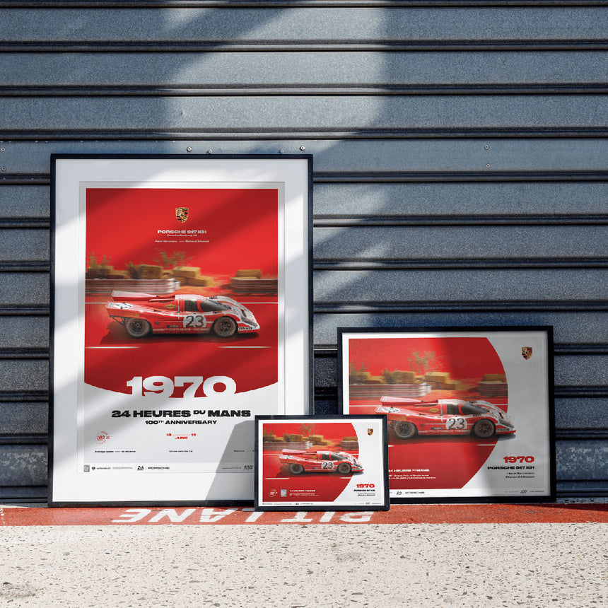 Porsche 917 KH 1970 100th Anniversary 24h Le Mans Poster Hans Herrmann, Richard Attwood