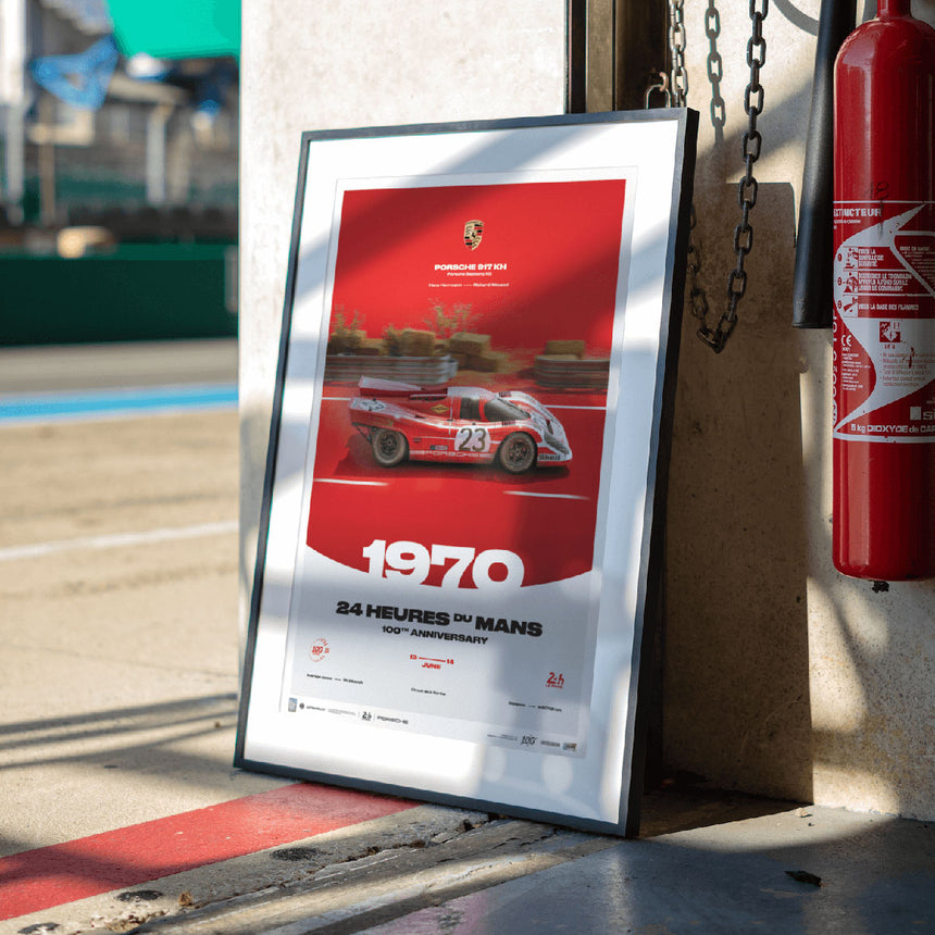 Porsche 917 KH 1970 100th Anniversary 24h Le Mans Poster Hans Herrmann, Richard Attwood