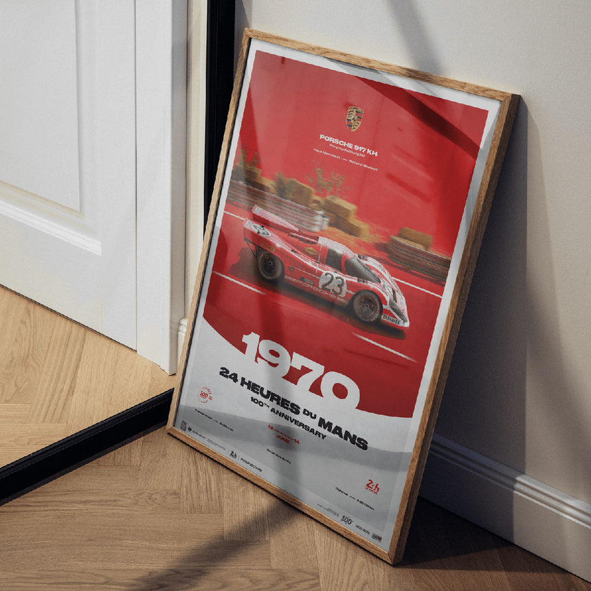 Porsche 917 KH 1970 100th Anniversary 24h Le Mans Poster Hans Herrmann, Richard Attwood