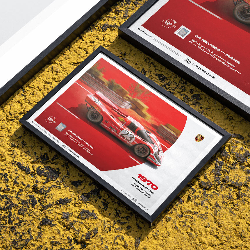 Porsche 917 KH 1970 100th Anniversary 24h Le Mans Poster Hans Herrmann, Richard Attwood