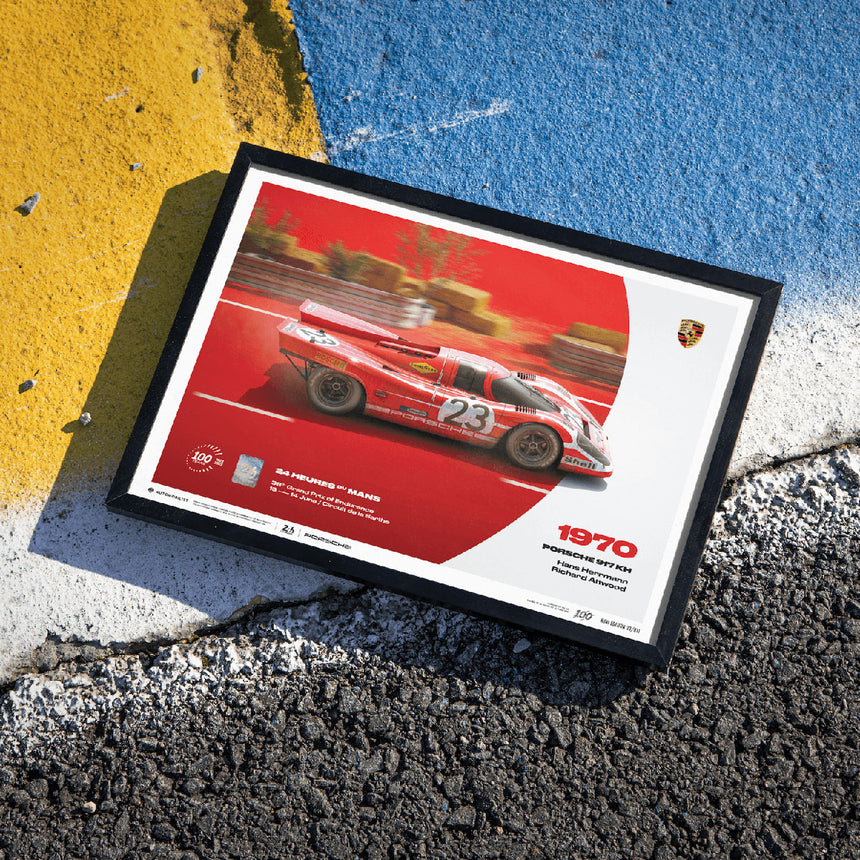 Porsche 917 KH 1970 100th Anniversary 24h Le Mans Poster Hans Herrmann, Richard Attwood