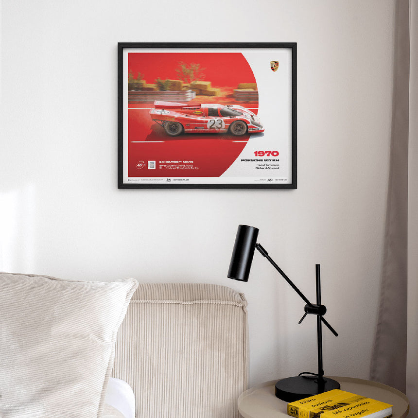 Porsche 917 KH 1970 100th Anniversary 24h Le Mans Poster Hans Herrmann, Richard Attwood
