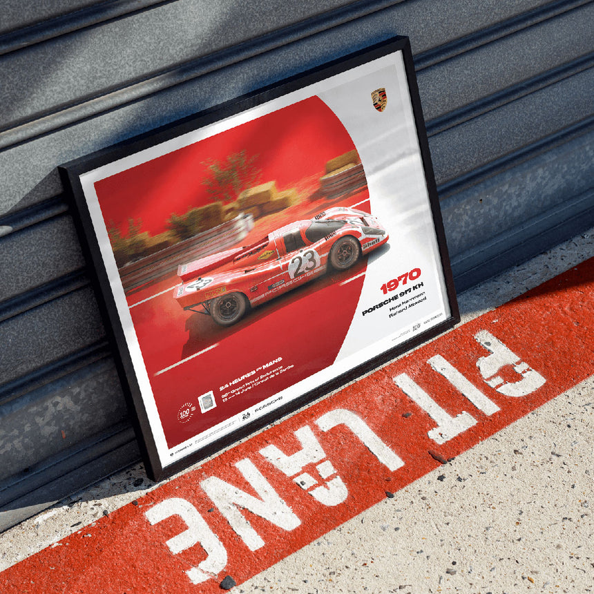Porsche 917 KH 1970 100th Anniversary 24h Le Mans Poster Hans Herrmann, Richard Attwood