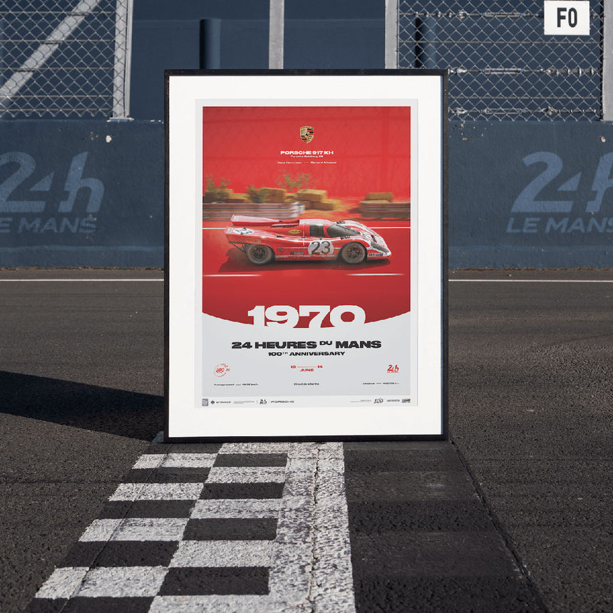Porsche 917 KH 1970 100th Anniversary 24h Le Mans Poster Hans Herrmann, Richard Attwood