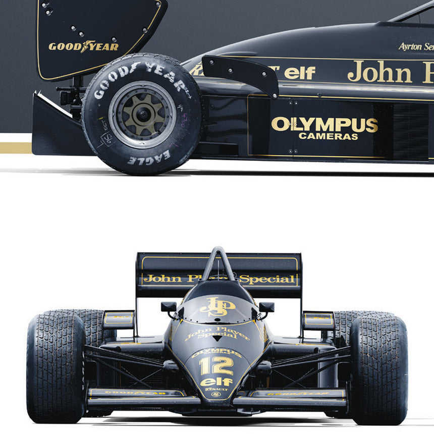Team Lotus Type 97T 1985 Blueprint Lotus Poster Ayrton Senna, Elio de Angelis