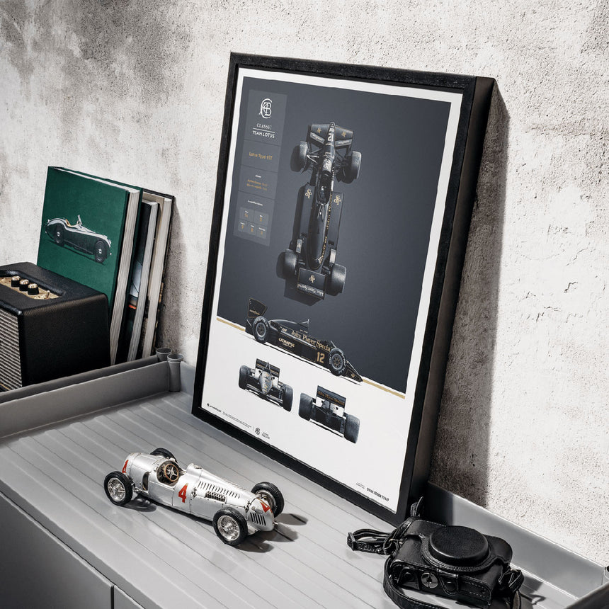 Team Lotus Type 97T 1985 Blueprint Lotus Poster Ayrton Senna, Elio de Angelis